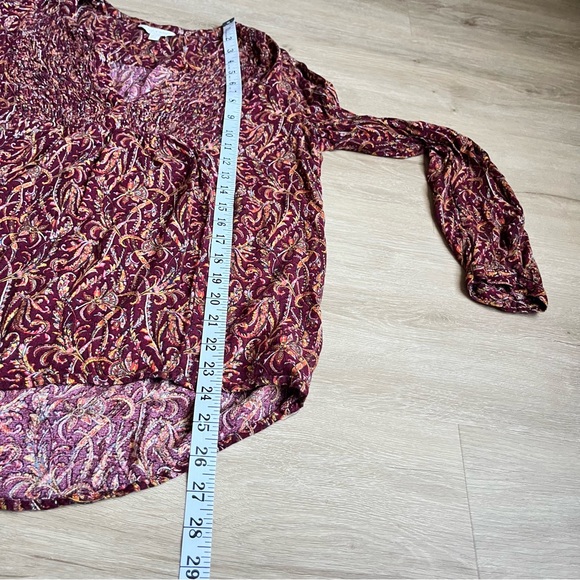 Lucky Brand Long Sleeve Paisley Peasant Blouse Top Size Large V Neck Boho - Picture 6 of 8
